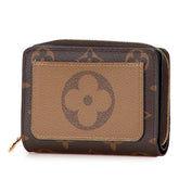 ルイ ヴィトン モノグラム ジャイアント リバース ポルトフォイユ ルー 二つ折り財布 M81461 ブラウン PVC レディース LOUIS VUITTON 【中古】